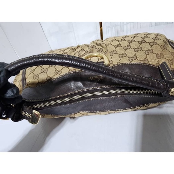 Authentic Gucci GG Canvas and Leather D Ring Hobo Bag Beige/Brown - Picture 12 of 16